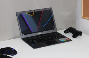 laptop on table